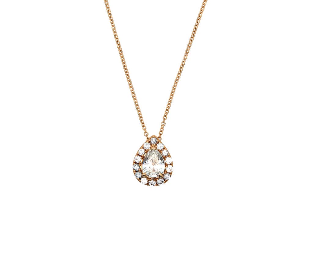 1.46ctw Pear Diamond Frame Pendant Necklace in 18K