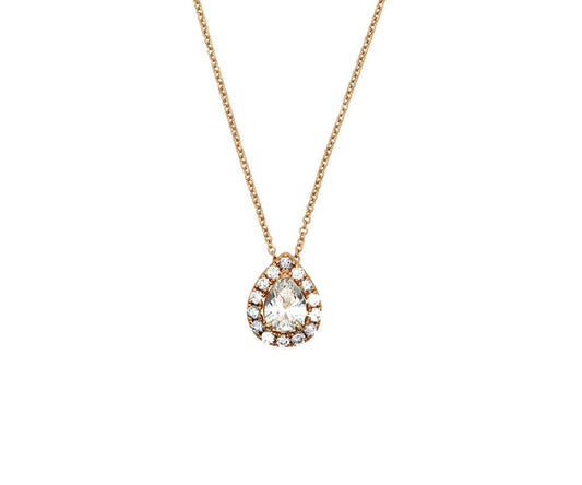 1.46ctw Pear Diamond Frame Pendant Necklace in 18K