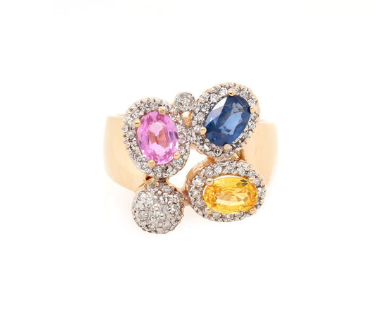 0.35ctw Diamond and Multi Color Sapphire Ring in 14K