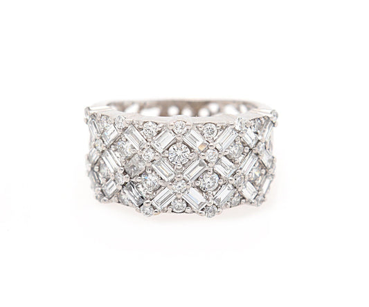 2.00ctw Baguette and Round Diamond Wide Band Ring in 18K