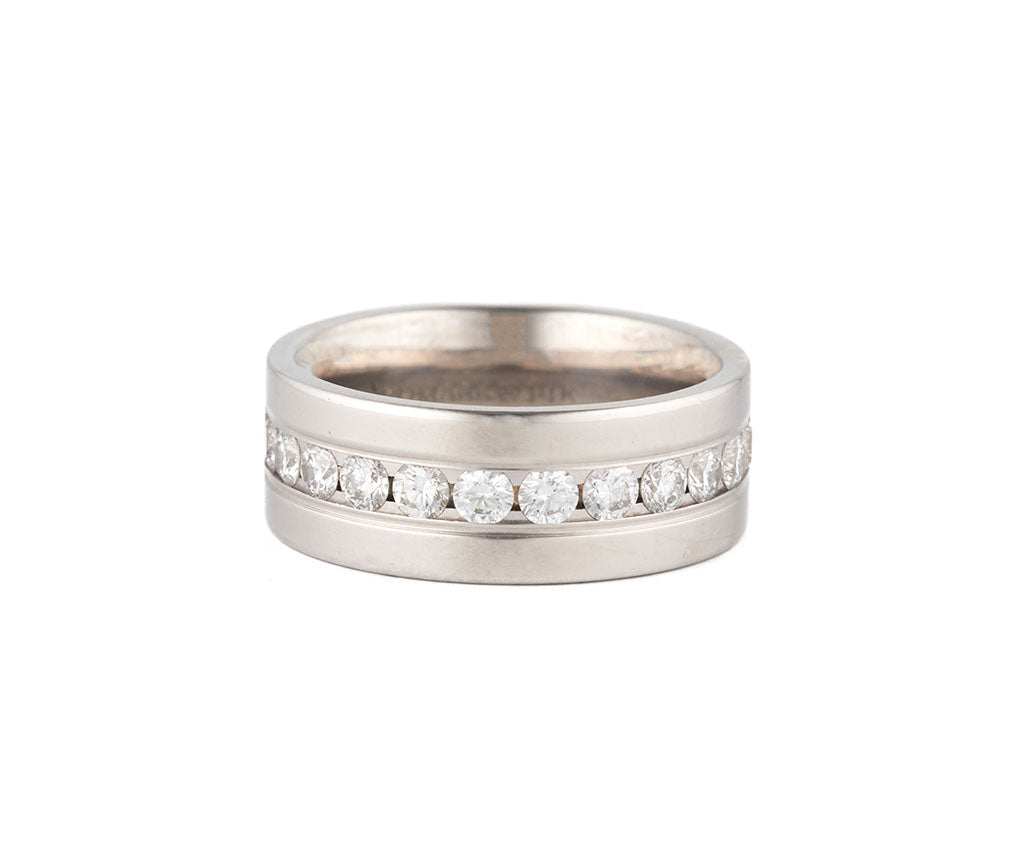 0.95ctw Round Diamond Channel Set Wide Band Ring in 14K