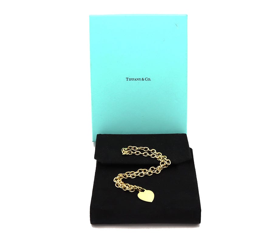 Tiffany & Co. Heart Tag Choker Necklace in 18K W/Box