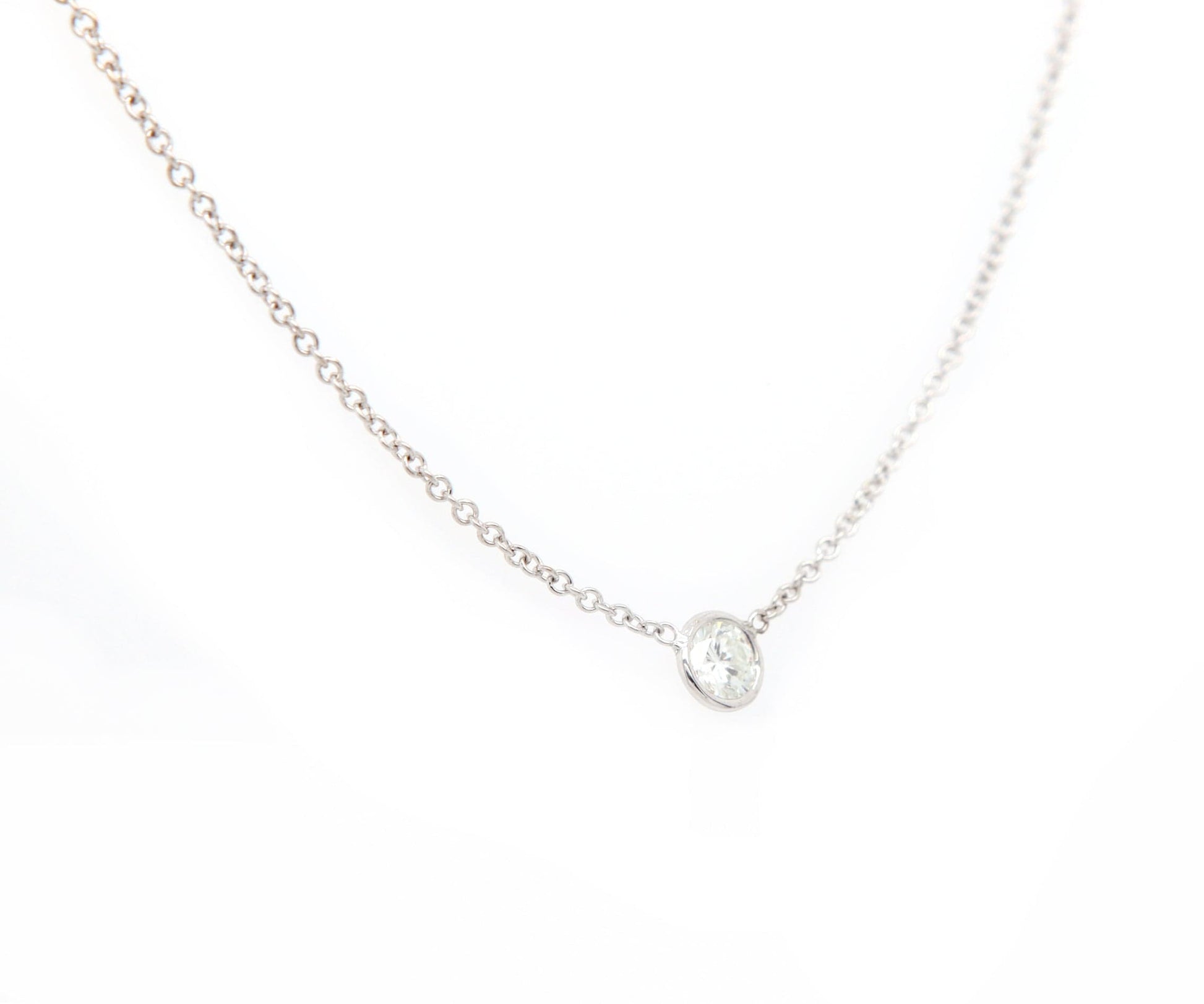 0.33ct Round Diamond Solitaire Bezel Set Necklace in 14K