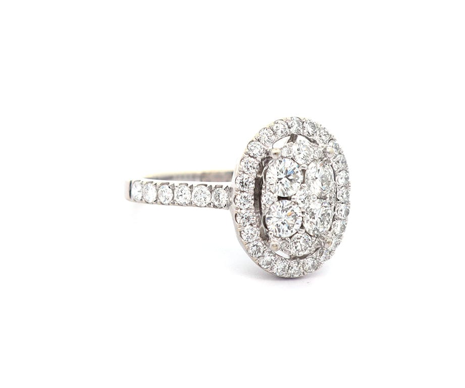 1.50ctw Round Diamond Cluster Oval Frame Ring in 14K