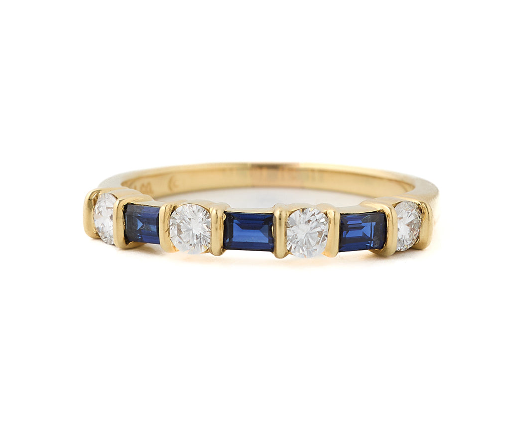 Tiffany & Co. 0.35ctw Baguette Sapphire and 0.38ctw Diamond Band Ring in 18K