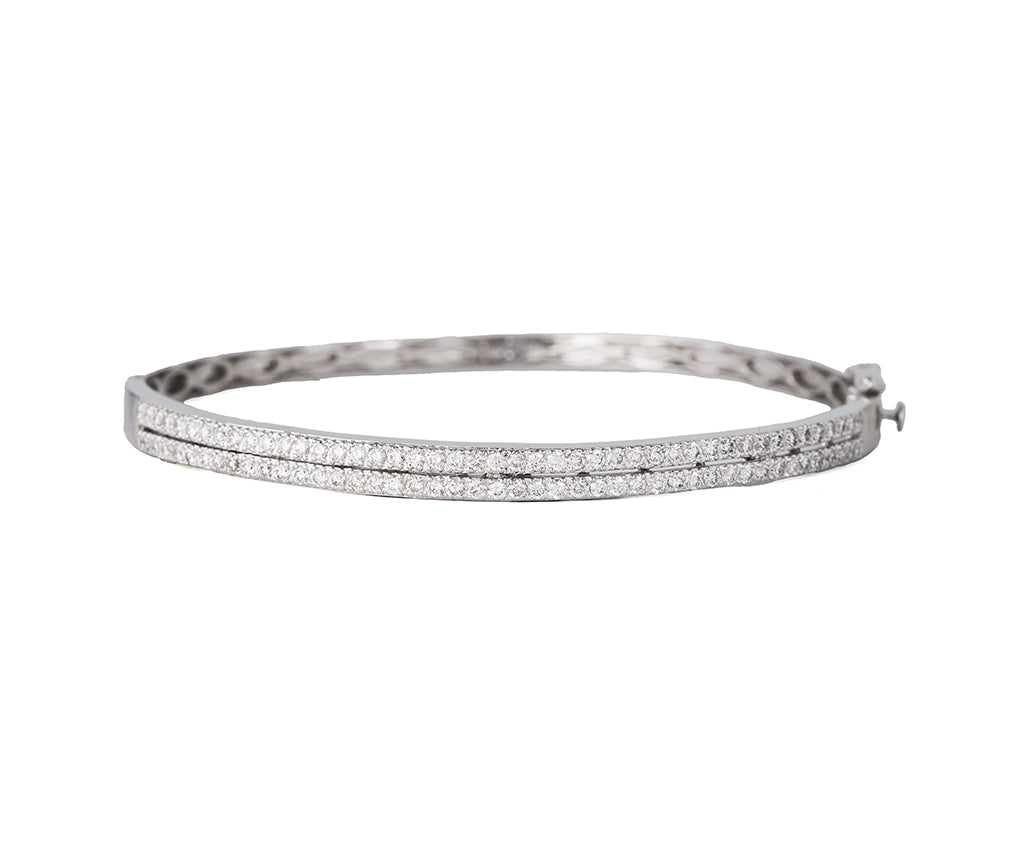 1.35ctw Diamond Double Row Bangle Bracelet in 14K