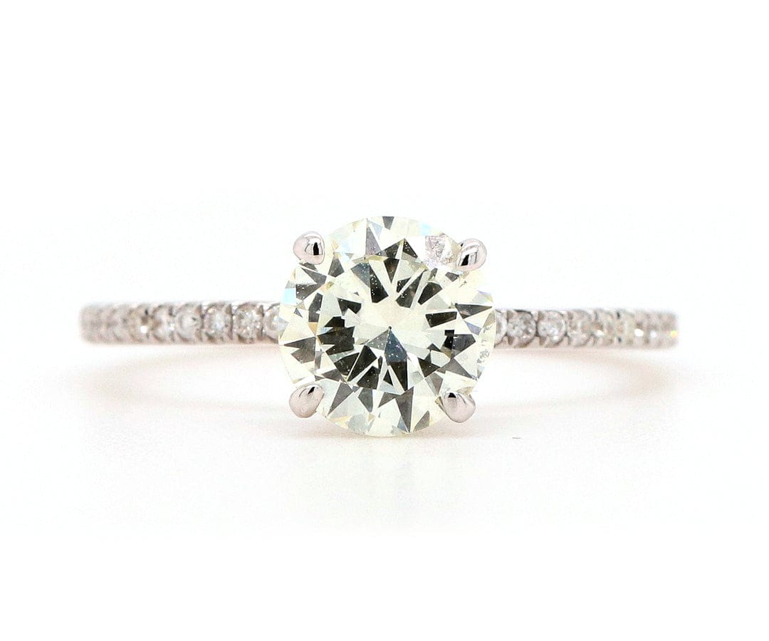 1.45ctw Round Diamond Under Halo Straight Engagement Ring in 18K