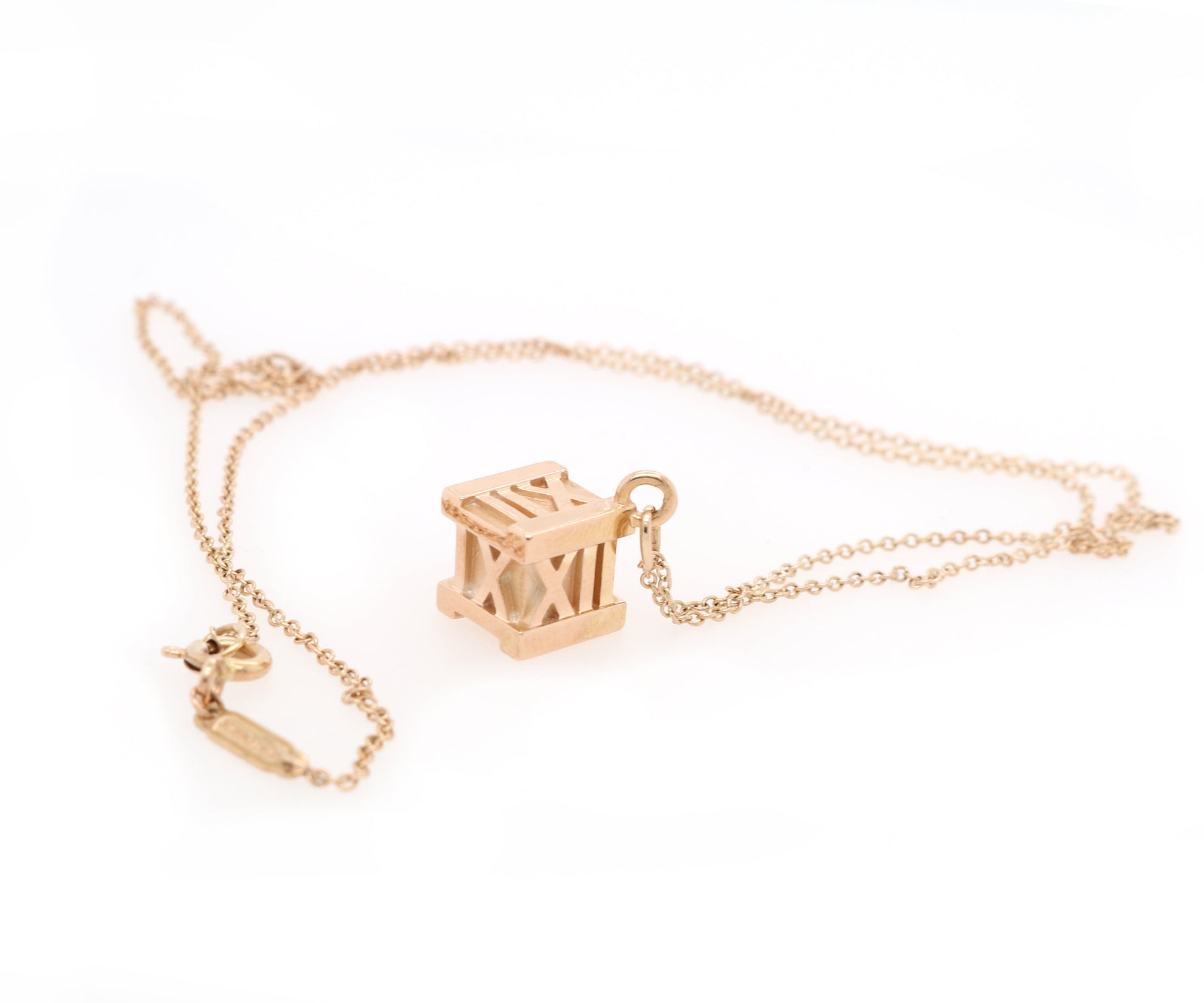 Tiffany & Co. Atlas Cube Pendant Necklace in 18K