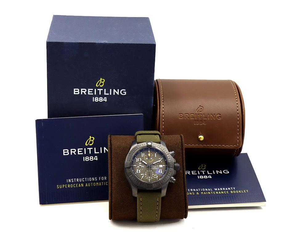 2021 Breitling Avenger  V13317 45MM Green Dial Leather Band Men's Watch