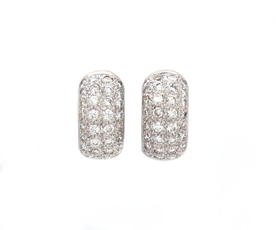 1.22ctw Pave Diamond Huggie Hoop Earrings in 18K