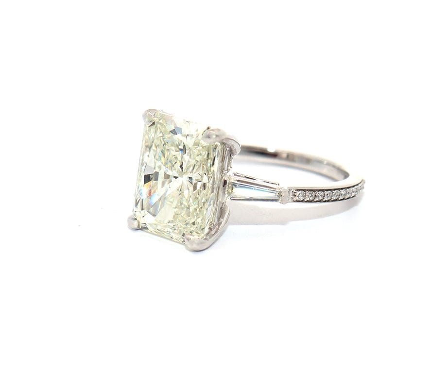 5.90ctw Radiant Baguette and Round Diamond Straight Engagement Ring in 14K