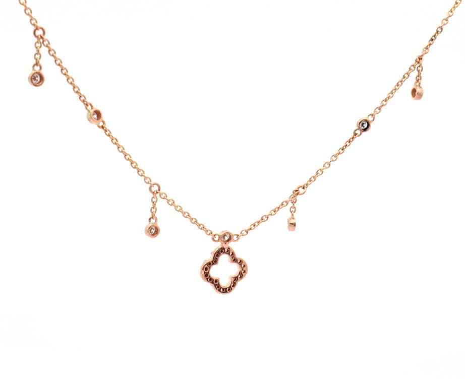 0.50ctw Diamond Station Clover Pendant Necklace in 14K