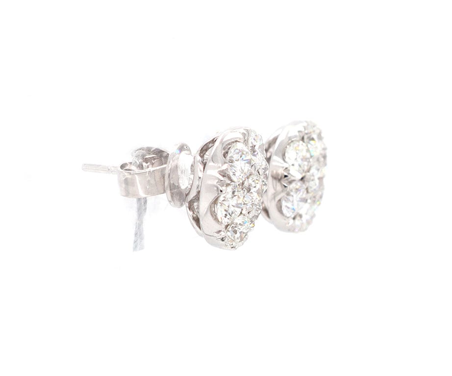 1.50ctw Round Diamond Cluster Stud Earrings in 18K