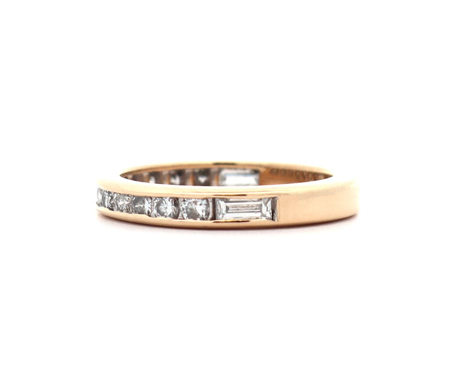 0.60ctw Round and Baguette Diamond Channel Set Wedding Band Ring in 14K