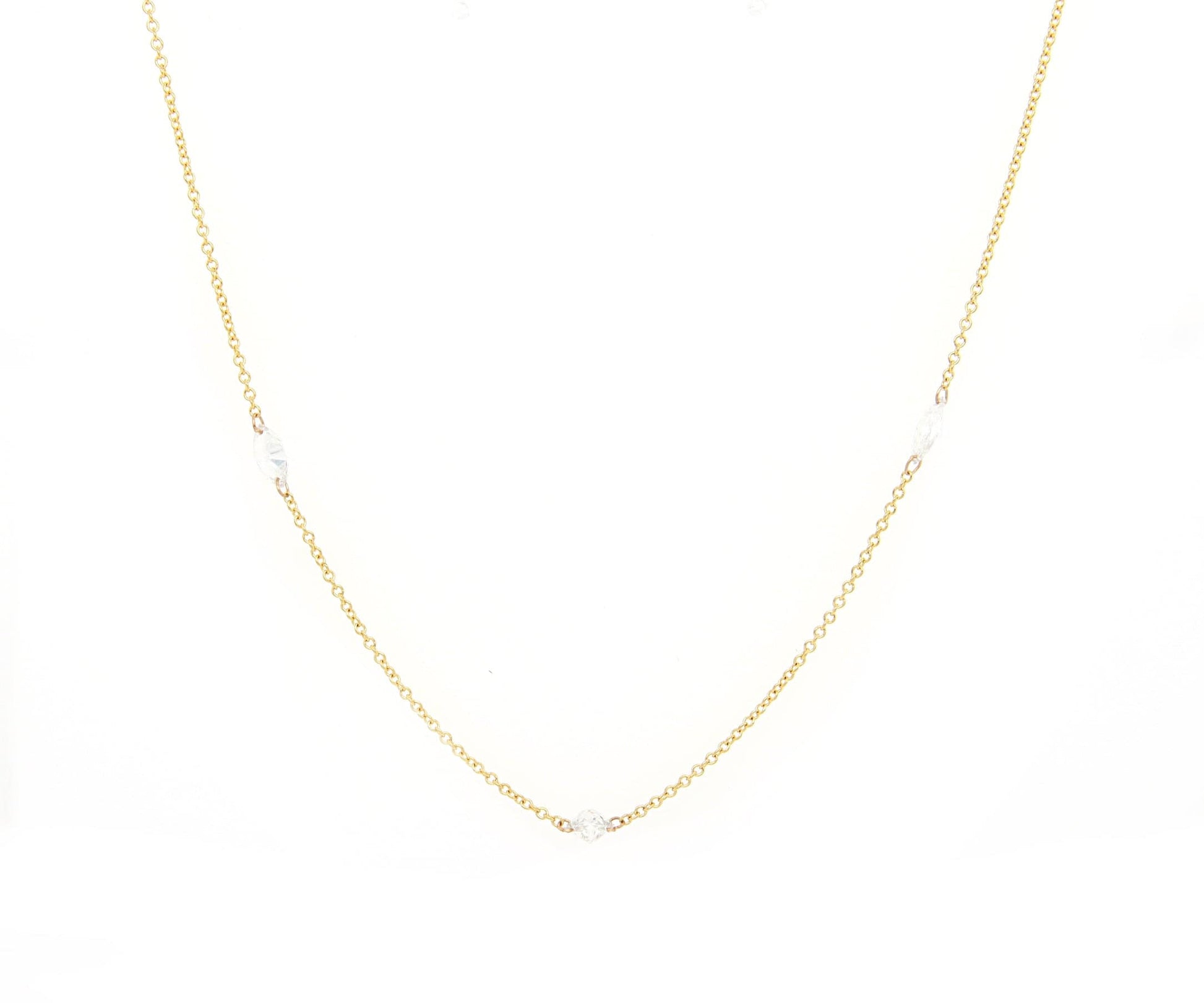 0.90ctw Mixed Cut Diamond Floating Station Necklace in 18K