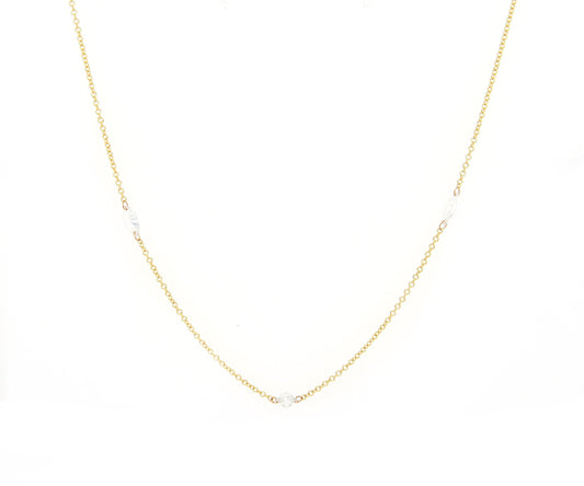 0.90ctw Mixed Cut Diamond Floating Station Necklace in 18K