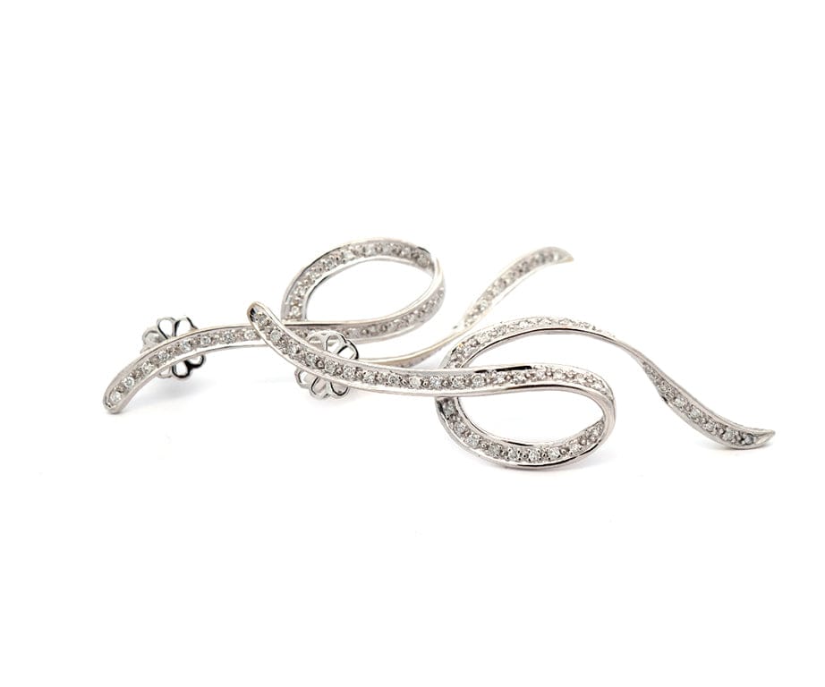 0.60ctw Diamond Swirl Loop Earrings in 14K