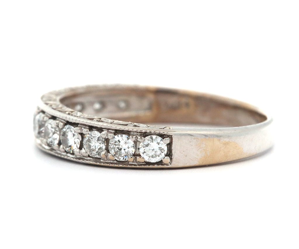 0.50ctw Diamond Milgrain Heirloom Wedding Band Ring in 14K