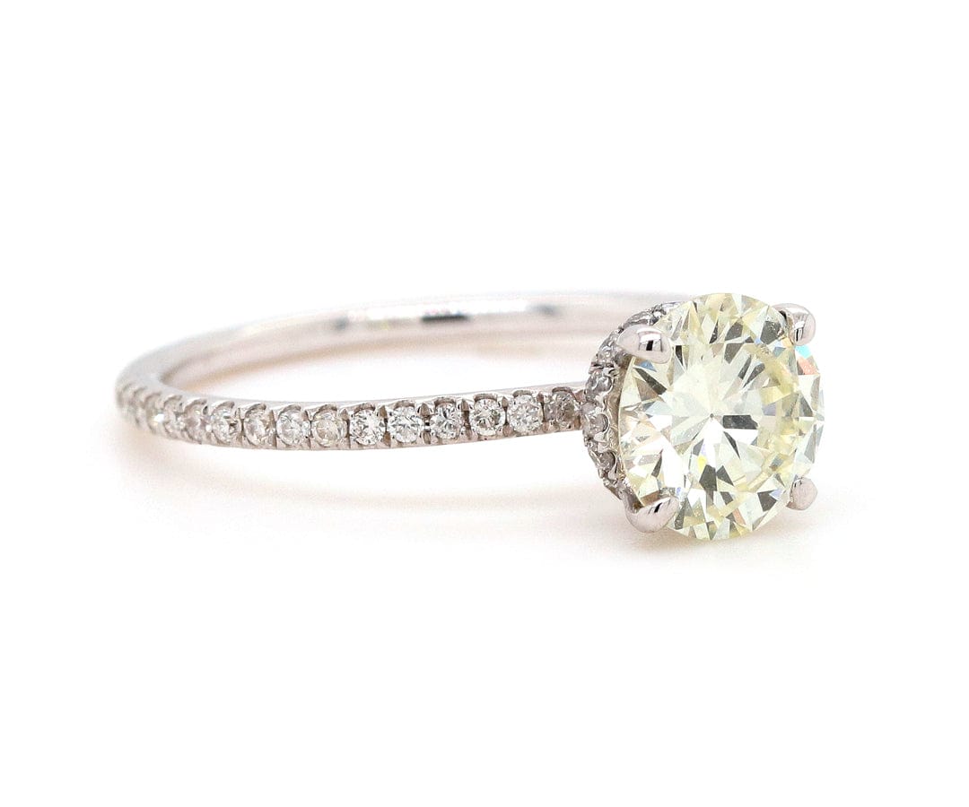 1.45ctw Round Diamond Under Halo Straight Engagement Ring in 18K