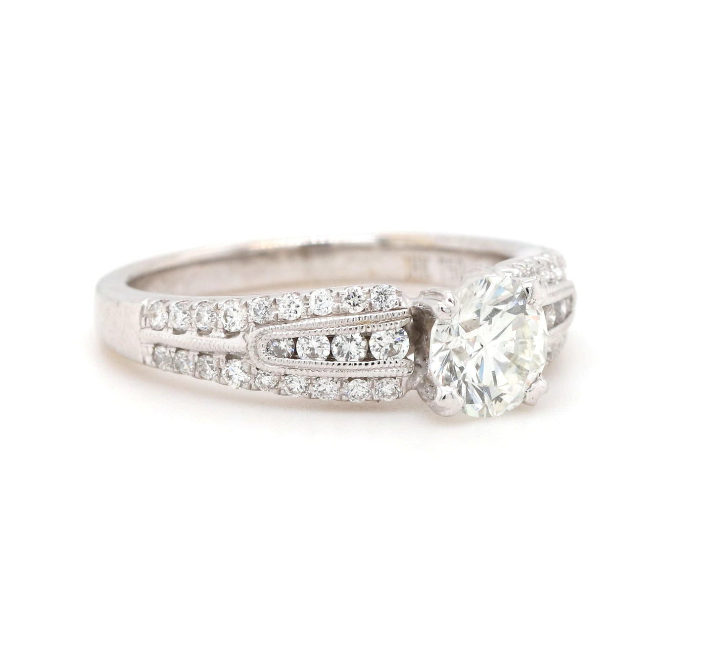 1.14ctw Round Diamond Vintage Inspired Engagement Ring in 18K