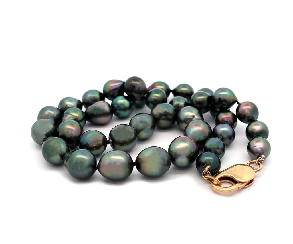 8.5 – 11.0MM Tahitian Baroque Pearl Graduated Strand Necklace in 14K