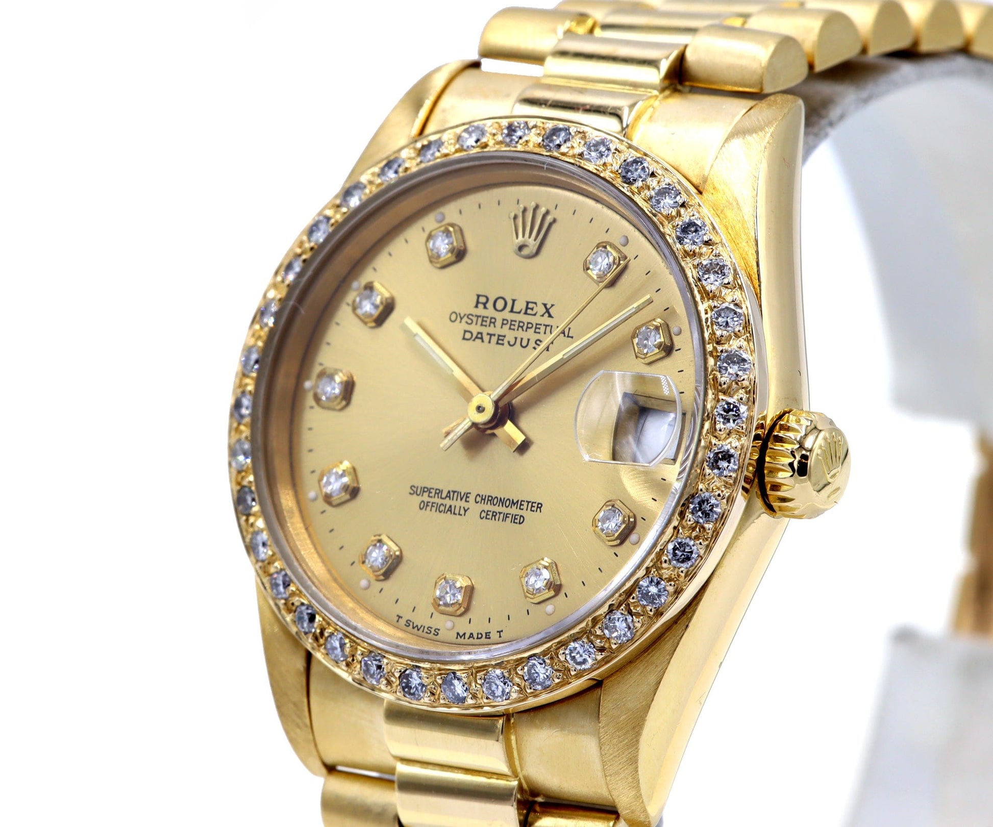 1986 Rolex Datejust President 68278 31MM Aftermarket Diamond Bezel and Dial Ladies Watch