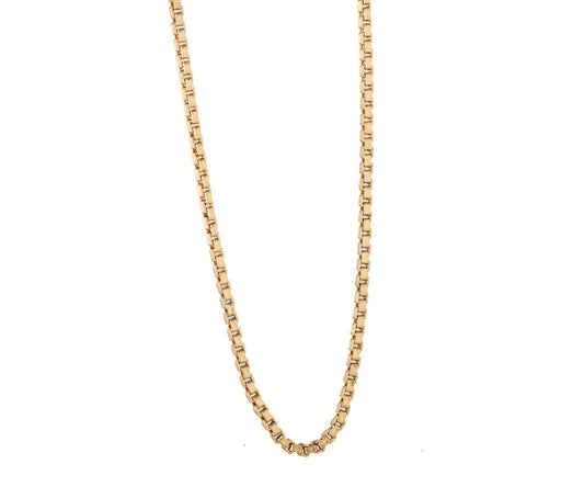 2.50MM Polished Box Link Chain Necklace in 18K