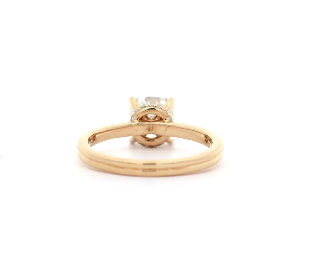 1.91ctw Radiant and Round Diamond Under Halo Straight Engagement Ring in 14K