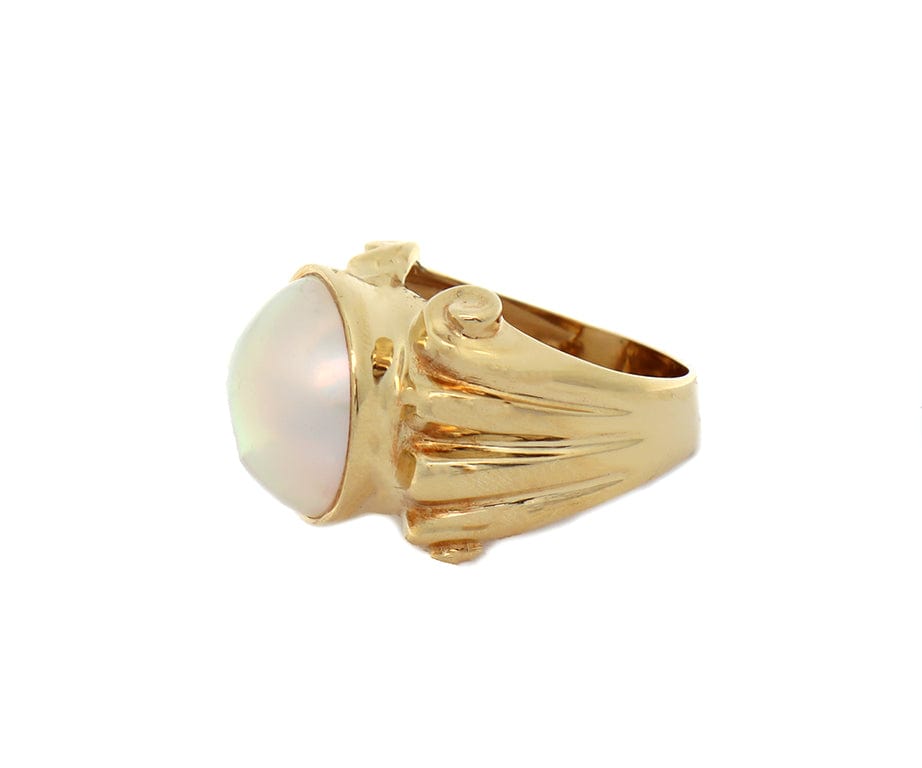 14.50MM Mabe Pearl Italian Style Ring in 18K