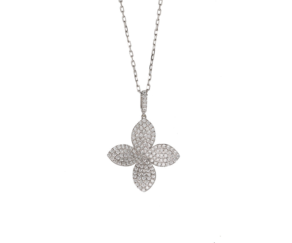 Afarin 0.97ctw Pave Diamond Garden Flower Pendant Necklace in 18K