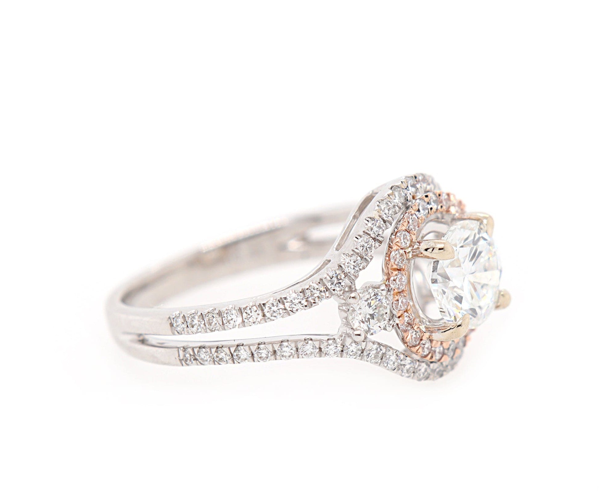 1.51ctw Round Diamond Double Frame Engagement Ring in 14K