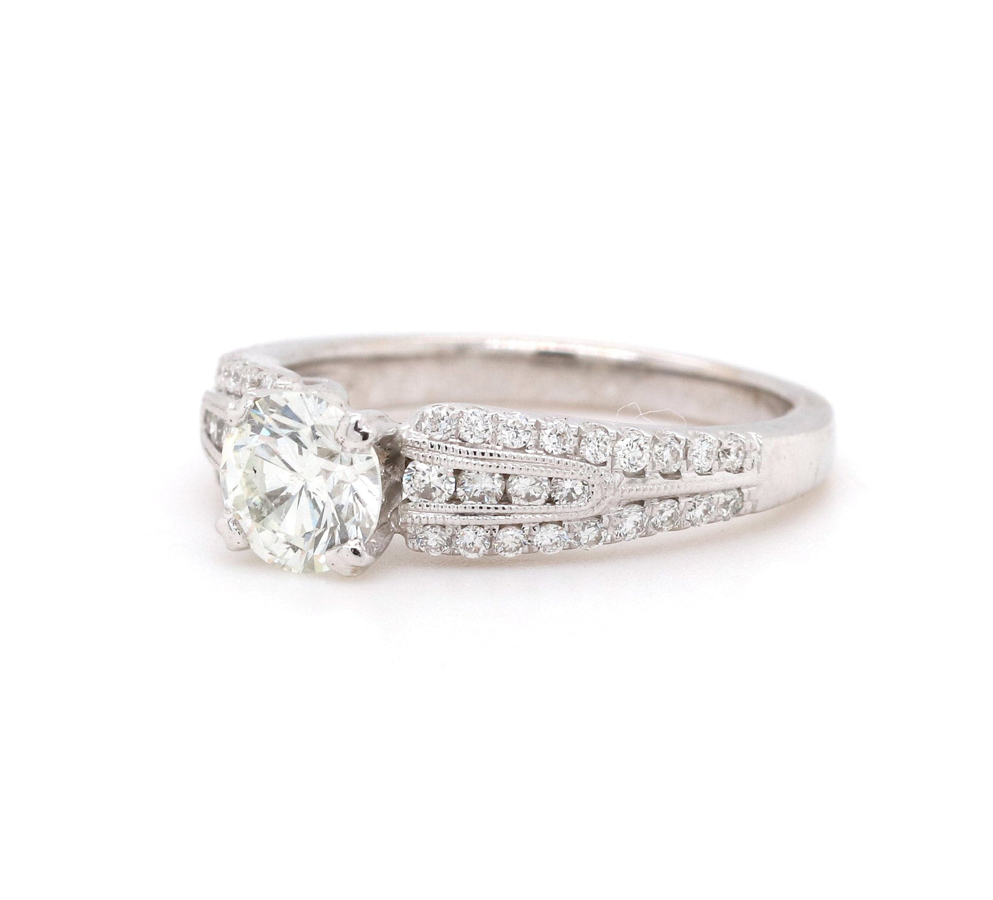 1.14ctw Round Diamond Vintage Inspired Engagement Ring in 18K