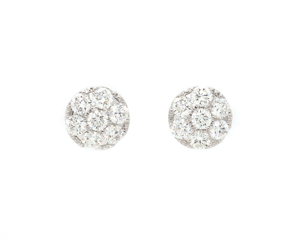 1.50ctw Round Diamond Cluster Stud Earrings in 18K