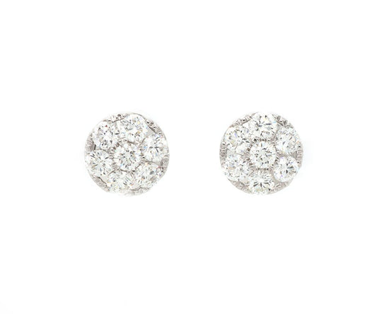 1.50ctw Round Diamond Cluster Stud Earrings in 18K