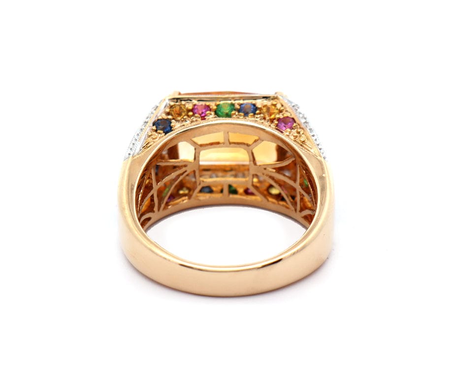 8.0ct Citrine Multi Gemstone and 0.15ctw Diamond Frame Ring in 14K