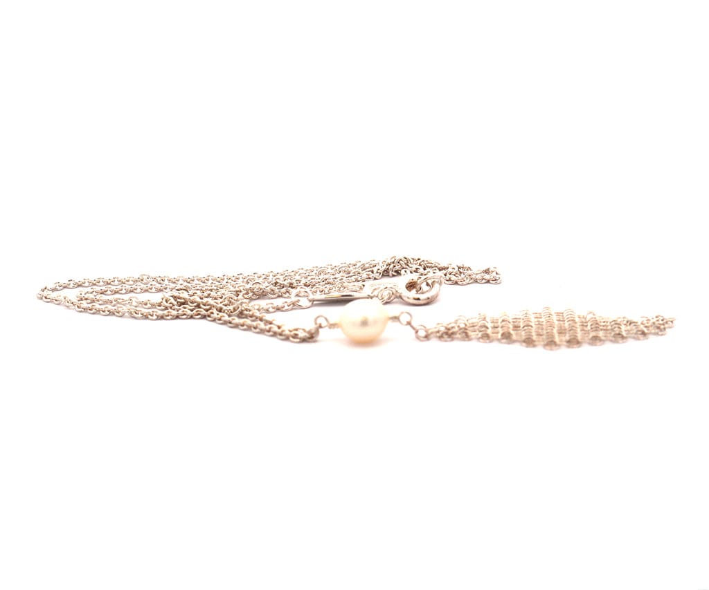 Tiffany & Co. Elsa Peretti Pearl and Mesh Necklace in Sterling