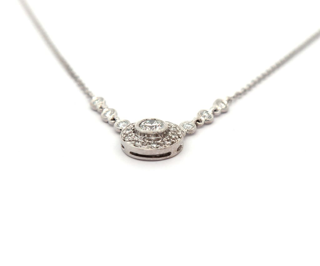 0.40ctw Round Diamond Halo Pendant Necklace in 14K