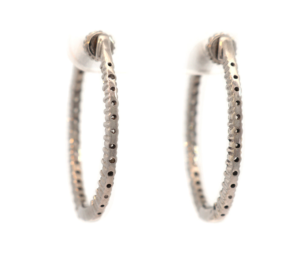 Allison Kaufman 1.50ctw Diamond Inside Out Oval Hoop Earrings in 14K