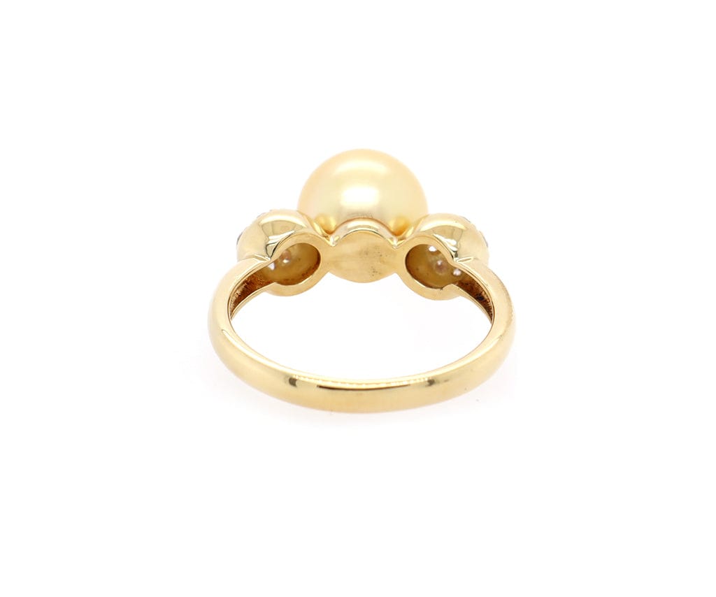 9.0MM Golden South Sea Pearl and 0.30ctw Diamond Ring in 18K