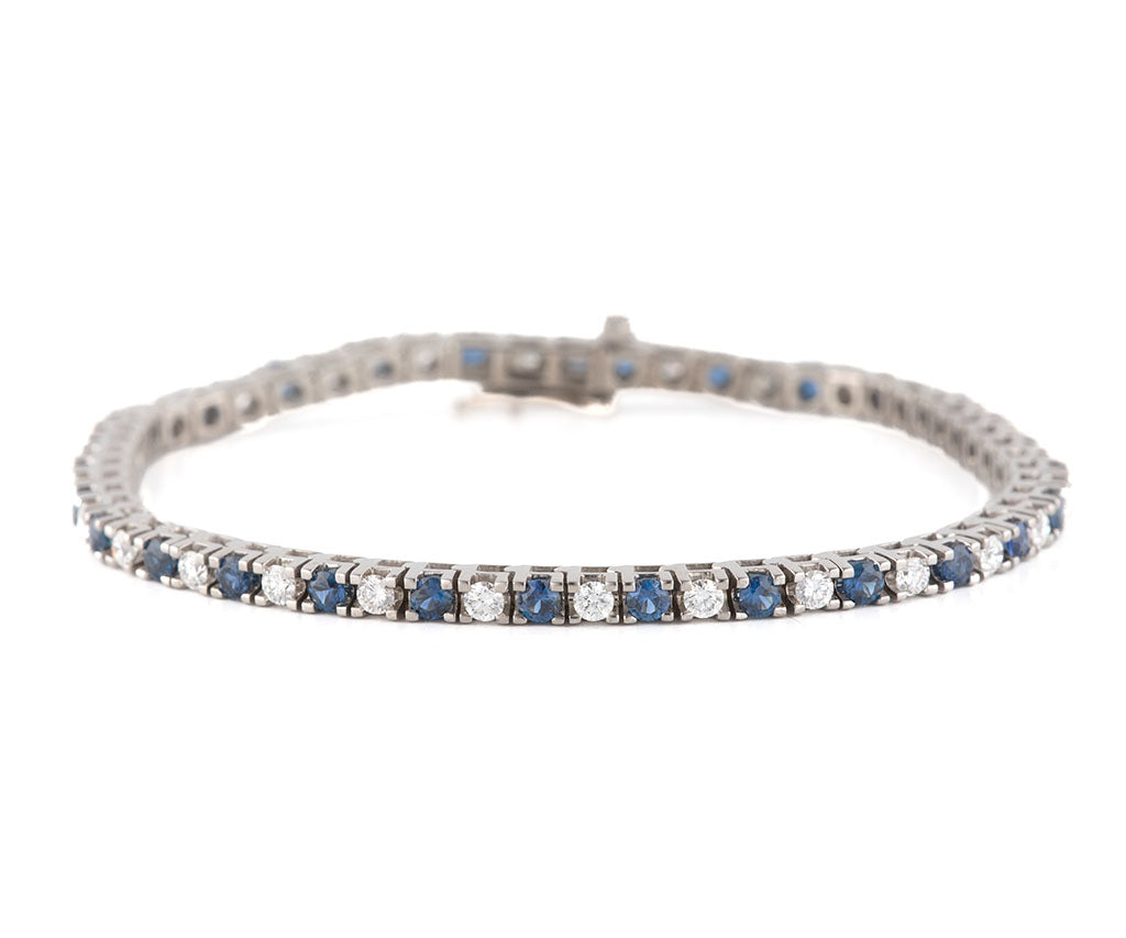 2.50ctw Blue Sapphire and 1.50ctw Diamond Tennis Bracelet in 14K