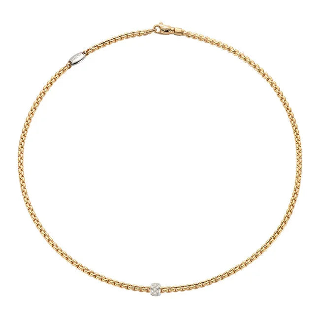 18K Yellow Gold Necklace with Diamonds