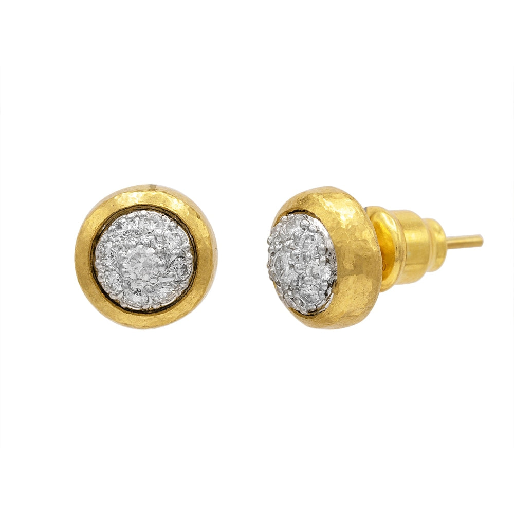 24K Yellow Gold and 18K White Gold Diamond Earrings