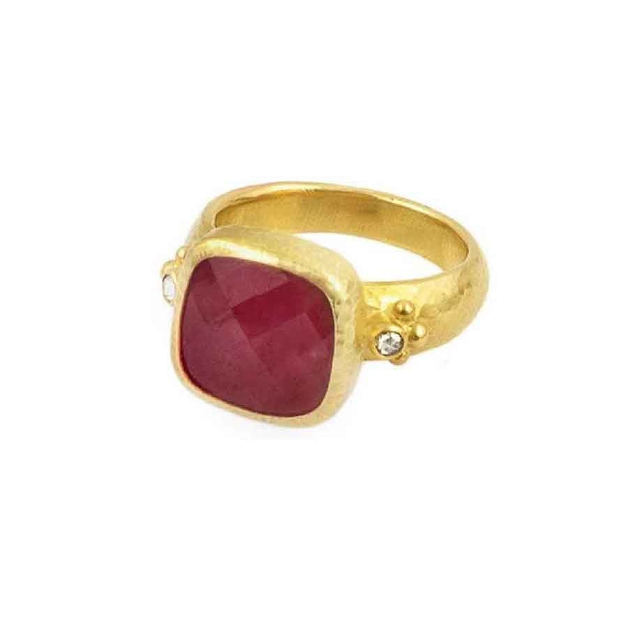 24K Yellow Gold Elements Ruby & Diamond Ring