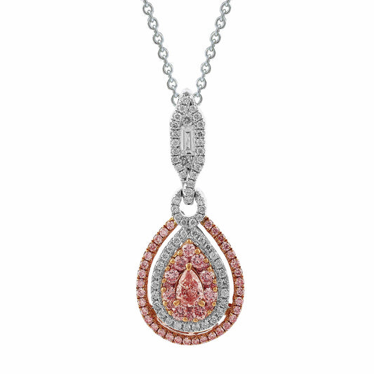 18k White Rose Gold Pink Pear Shape Diamond Necklace