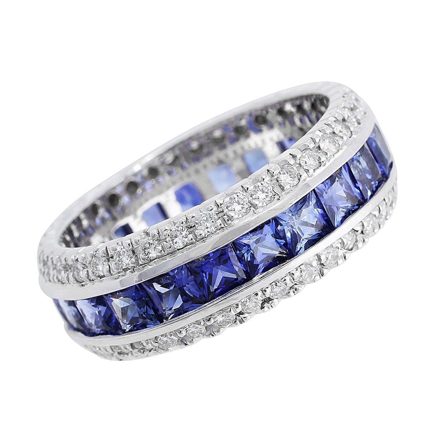 18k White Gold Sapphire Diamond Eternity Band Rings