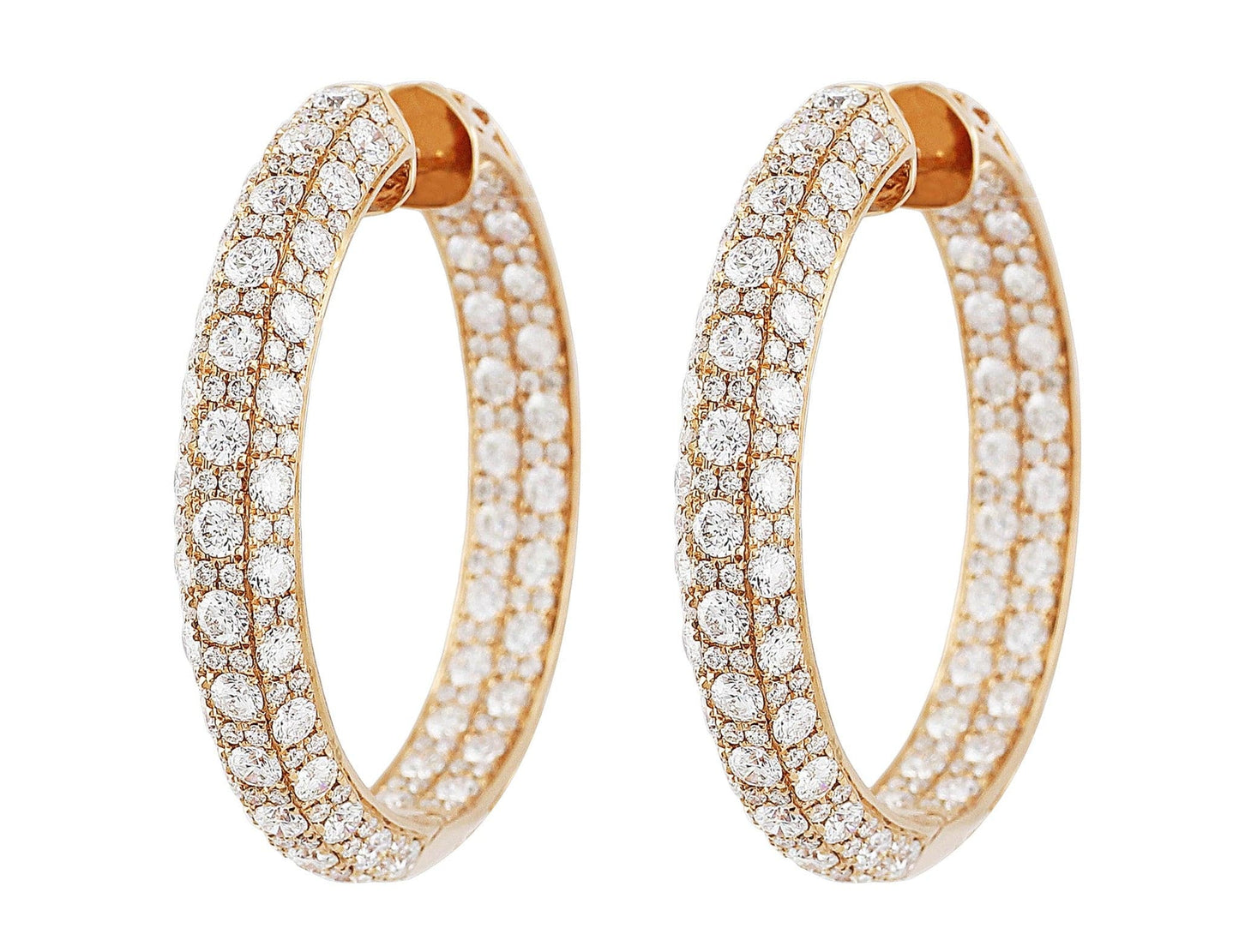 18k Rose Gold 9.96cttw Diamond Set Hoop Earrings