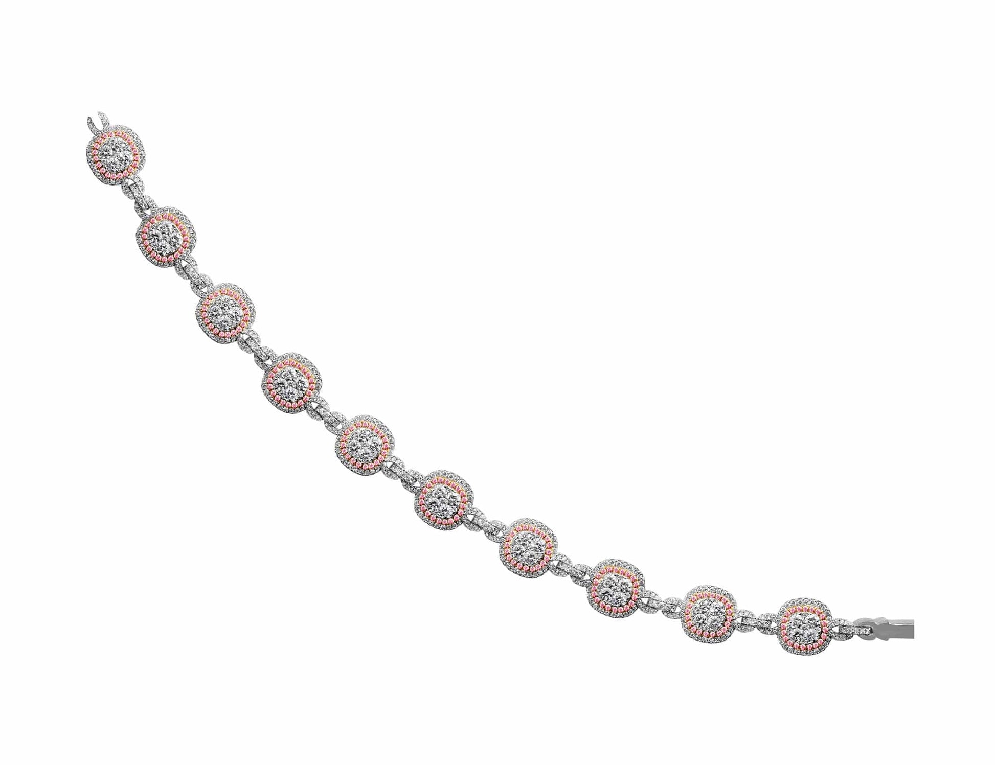 18k White Gold White and Pink Diamond Bracelet