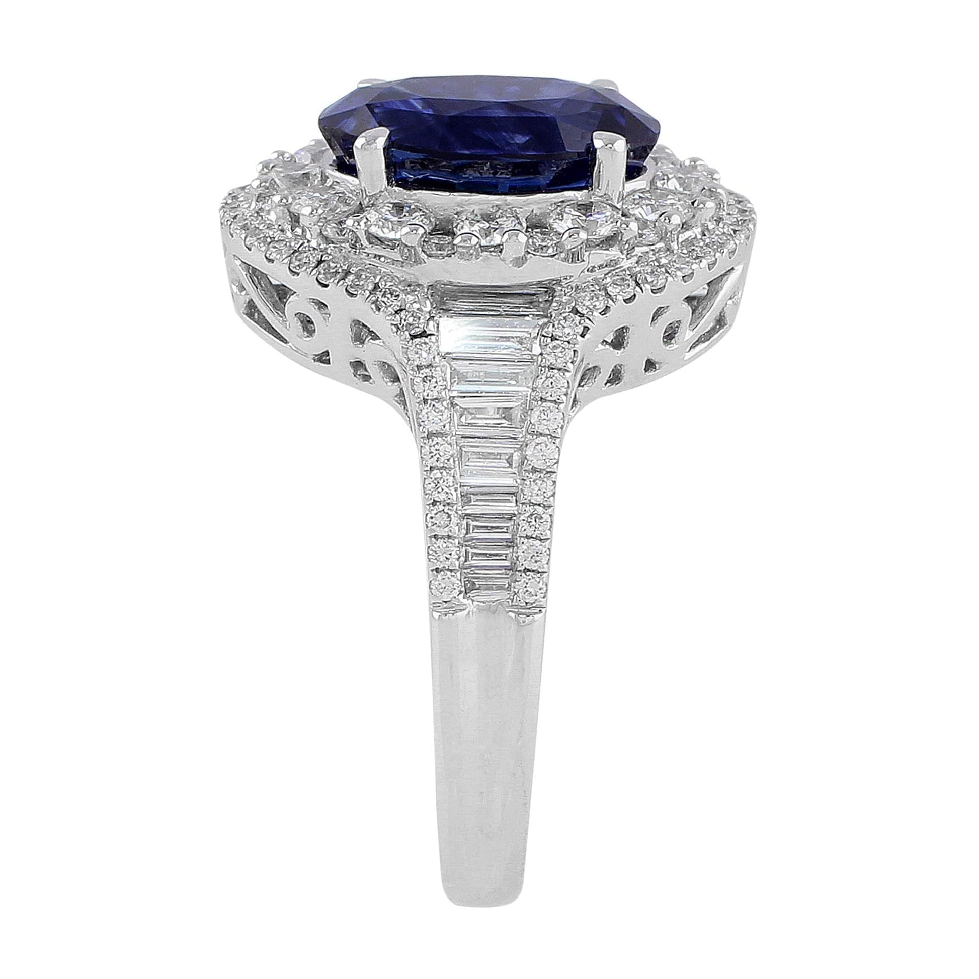 18k White Gold 4.20ct Sapphire Diamond Ring