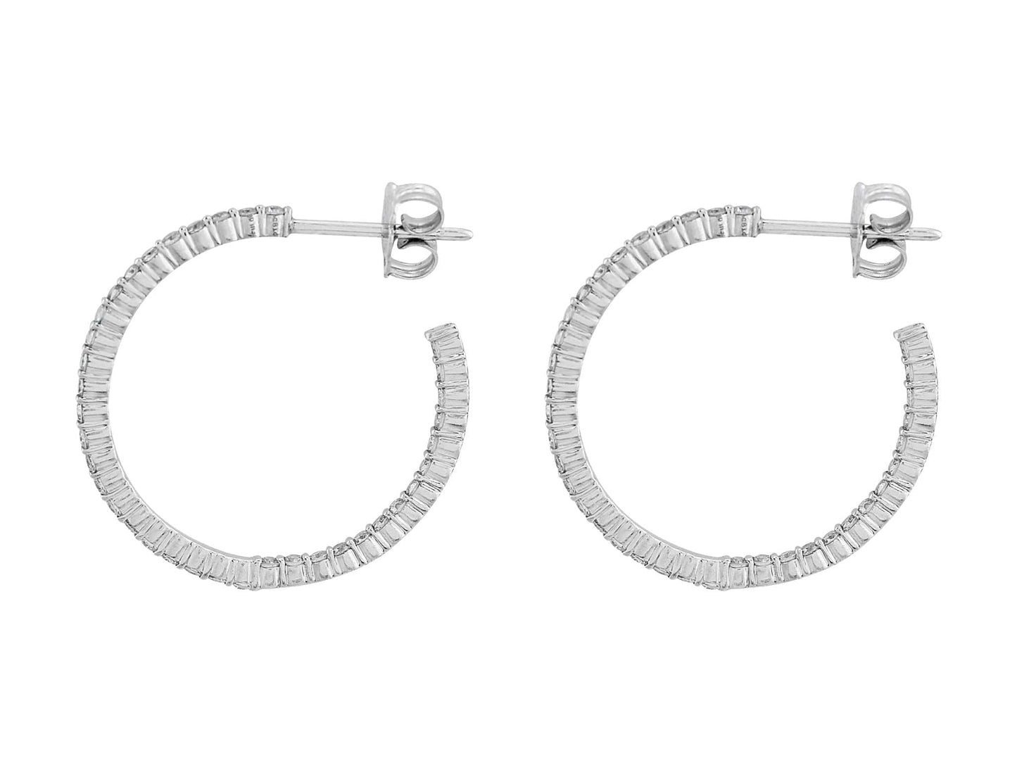 18k White Gold 1ctw Diamond Hoops