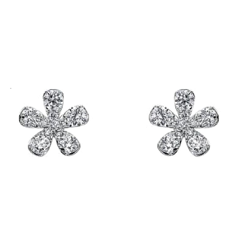 A Link 18K White Gold Diamond Flower Stud Earrings